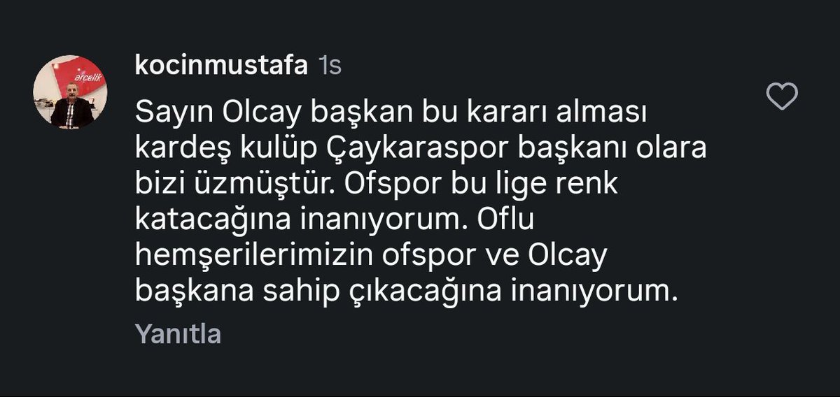 caykarabu's tweet photo. Çaykaraspor başkanı Mustafa Koçin'den Ofspor kulübüne destek
"Oflu hemşehrilerimizin Ofspor ve Olcay başkana sahip çıkacağına inanıyorum." https://t.co/8VTqRPUztN