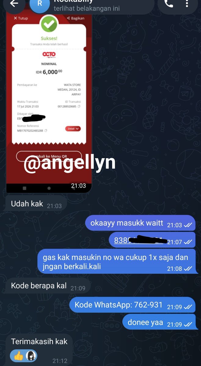 AngeIIyn's tweet photo. Ready All nokos murce guys!
Nokos Wa indo 6k
Nokos shopee, tokped, lazada 4k
Nokos grab, gojek 4k
Nokos kopken, fore, tomoro 4k
classpass 4k

order dan tanya tanya👇
https://t.co/yv9npnvMqs
https://t.co/bbKmtJaLR2
https://t.co/6gUr2aaXmO
WA: 0882-7287-9761

DM DISINI = NO RESPON! https://t.co/ddbwdfMe31