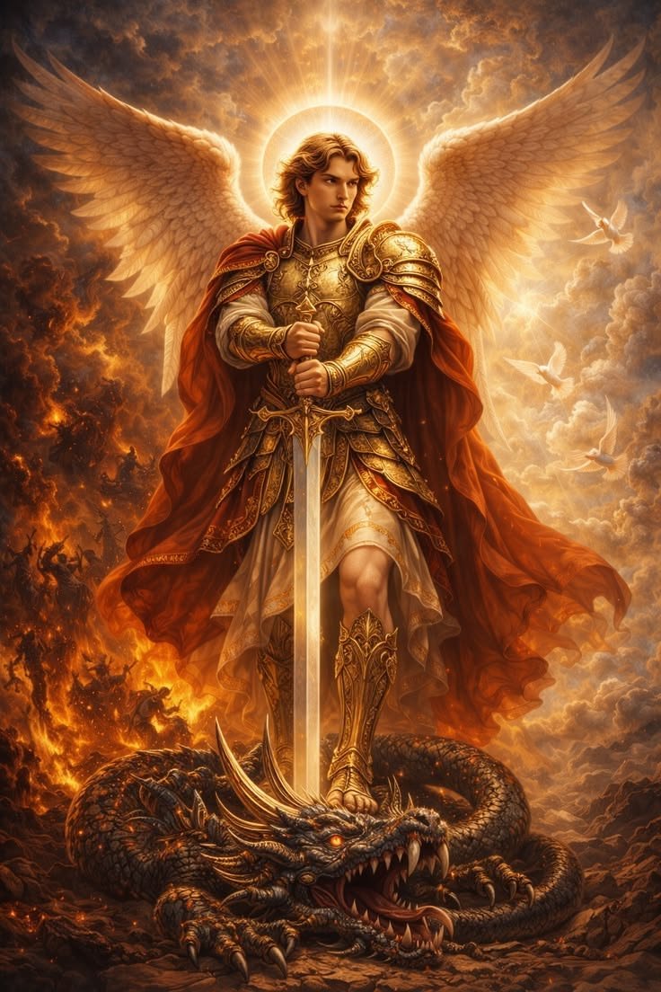 Mothermary0012's tweet photo. Saint Michael the Archangel defend us in battle.. https://t.co/D1yuP6L7om