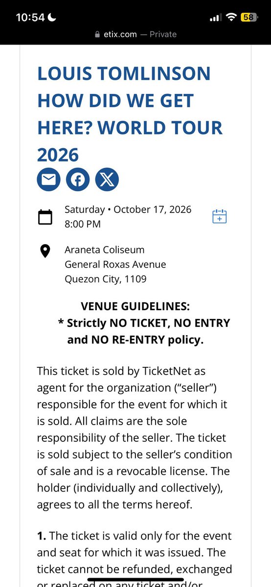 roleplaye_12d2's tweet photo. WTS/LFB
X4 LOUIS TOMLINSON HOW DID WE GET HERE? LIVE IN MANILA 2026 Tickets for Sale.

📍 SMART ARANETA COLISEUM

3x FLOOR STANDING TICKETS
Rfs :Will secure patron seats on Gen sale
I accept installment
Dm lang poo

#LouisTomlinsonInManila https://t.co/oEcmvIGMmb