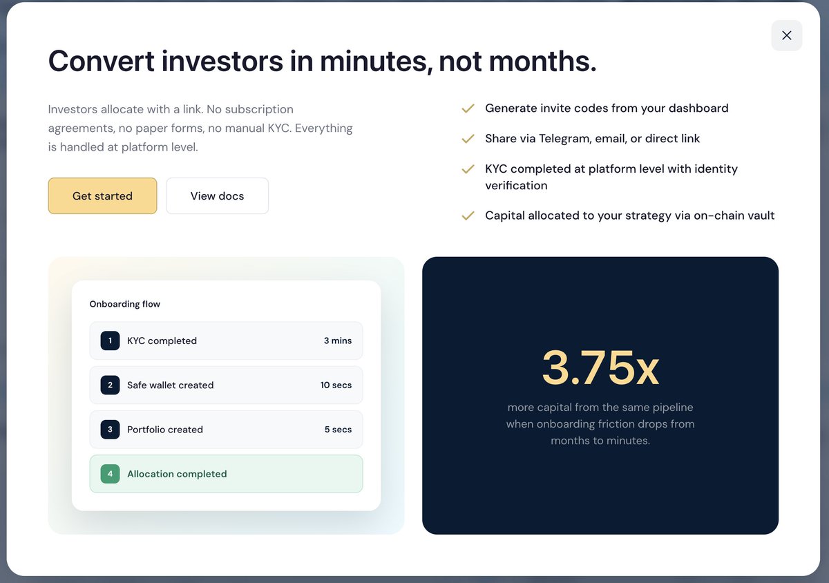 a_zonneveld's tweet photo. More alpha, less back-office. 

Convert investors to your strategy in just minutes, with @makebanc . Vaults infrastructure for fast-growing asset managers. 

#AssetManagement #vaults #FutureOfFinance https://t.co/kao2zCm6jz