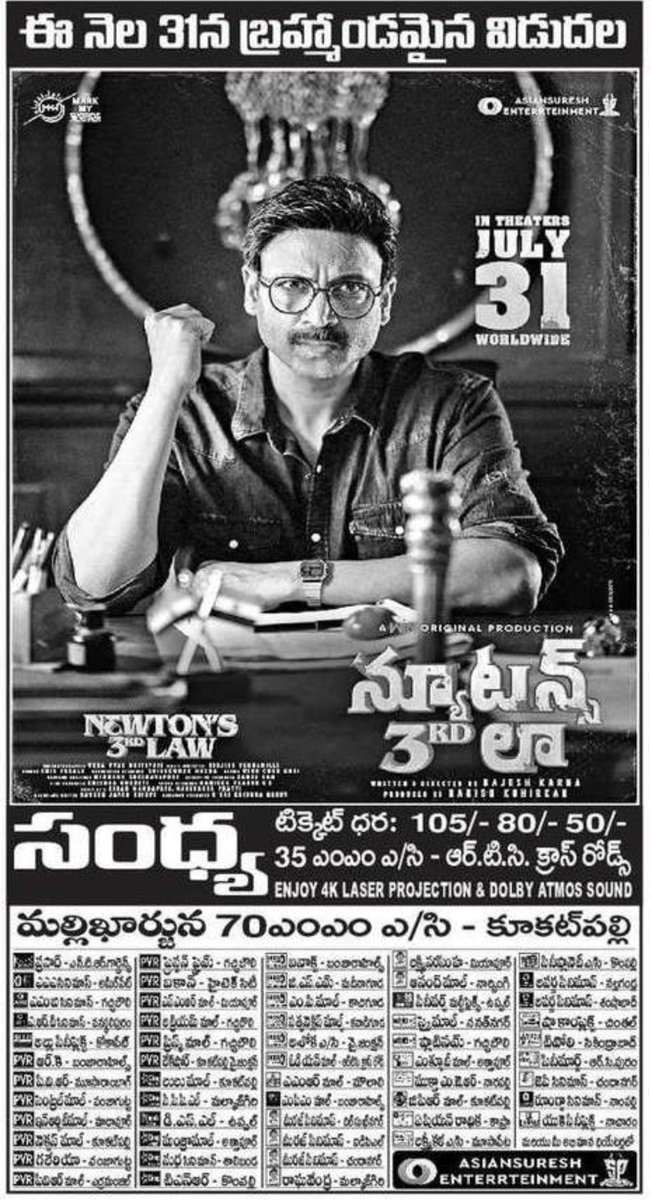 gotelugucinema's tweet photo. Releasing this week | Telugu 

1. #SrinivasaMangapuram 
2. #Newtons3rdLaw 
3. #Karmakhya
4. #AdheNeevuAdheNenu
5. #SpiderMan: Brand New Day (D) https://t.co/NDsVPaYcya