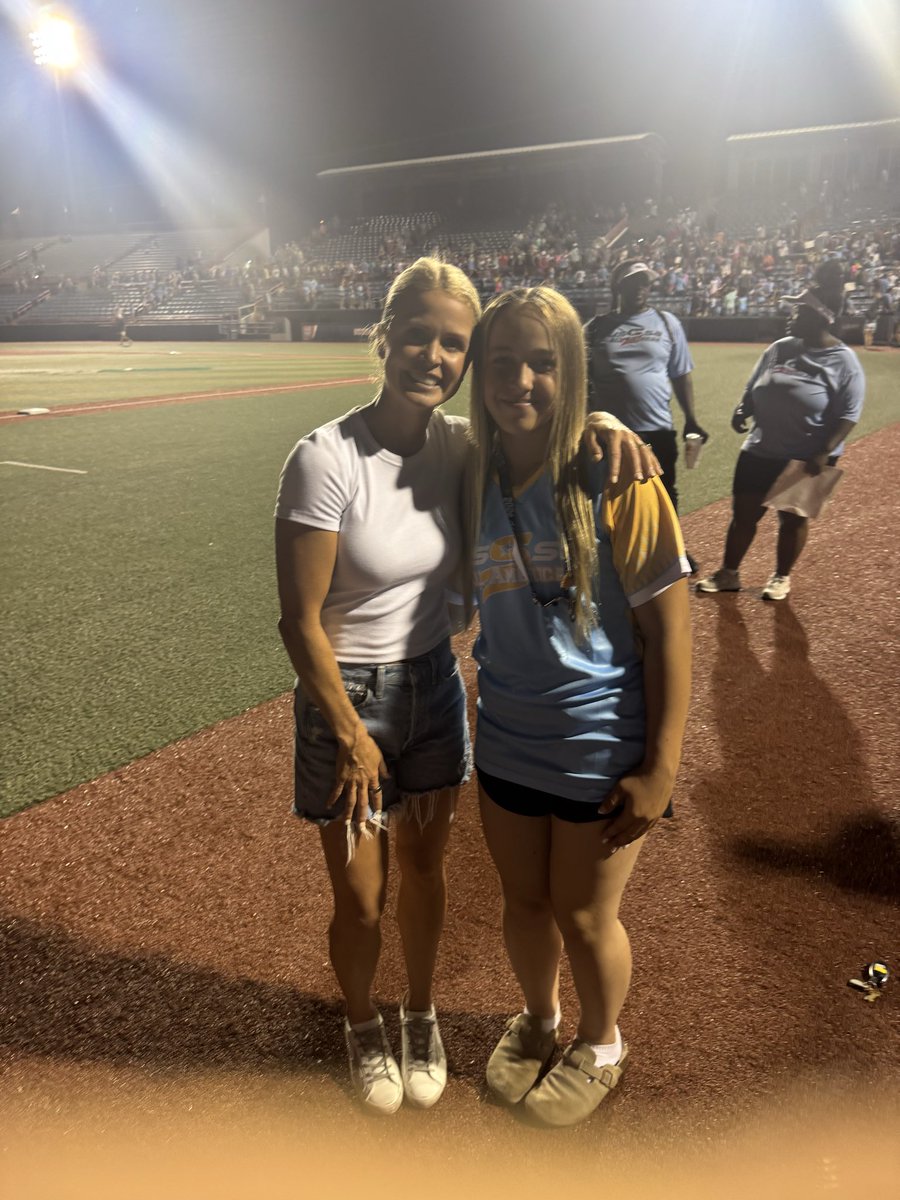 EmilySBeck's tweet photo. Great seeing you again @MegRemSoftball !  Thank you for doing what you did. We will make sure it gets to them! https://t.co/cjIGVwx7RB