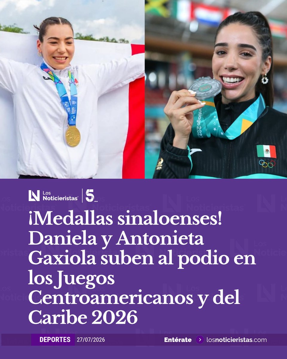 noticieristas's tweet photo. 🟣| Las hermanas gaxiola le entregaron medallas a México en los Juegos Centroamericanos y del Caribe 2026 🏅🚴🏽‍♀️; Luz Daniela ganó oro en velocidad por equipos, mientras que Antonieta se quedó con la plata en Persecución por equipos 🚲👏🏼.

Lee los detalles 🔗👉🏼 https://t.co/KvdFVEN6Vz