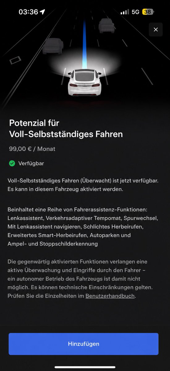n4p84's tweet photo. Stell dir vor du wachst morgens auf gehst in die Tesla App und siehst das ? Würdest du es direkt abonnieren oder abwarten?

Stell dir vor 🤣

#tesla #fsd #teslafsd #teslafsdde #fsdgermany #elonmusk https://t.co/4Pfm72OoXw