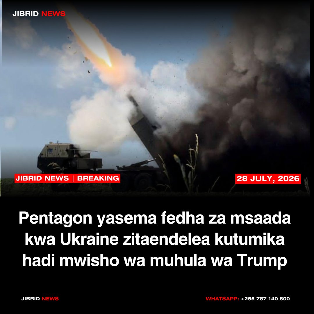 JibridNews's tweet photo. Wizara ya Ulinzi ya Marekani (Pentagon) imesema haitamaliza kutumia fedha zilizotengwa kwa ajili ya msaada kwa Ukraine hadi mwaka ambao Rais Donald Trump atamaliza muhula wake wa urais, kwa mujibu wa chanzo kilichozungumza na Reuters.
Source: Reuters
#BreakingNews #JibridNews https://t.co/VCDUdU00dA