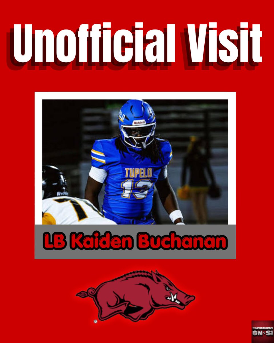 GraysonPierce4's tweet photo. NEWS: 2028 4⭐️ LB Kaiden Buchanan will take an unofficial visit to Arkansas on September 5th, per @CfbRalb.

Buchanan ranks as the No. 17 linebacker in the country, according to @247Sports’ Composite Rankings.

#WPS https://t.co/RZyU6MJqzA