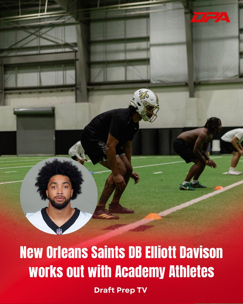 DraftPrepTV's tweet photo. New Orleans Saints DB — Elliott Davison working out with the @draftprepacadem athletes. 

Davison is set for year 2️⃣ with the @Saints 

https://t.co/zws0sTL4LP

#DPTV https://t.co/LgCcibl7lp