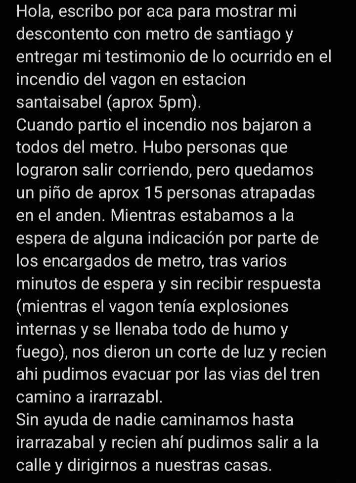 troxitodemielda's tweet photo. #incendiosantaisabel #metrodesantiago @metrodesantiago holi , bnoo escribo esto para descargarme y contar mi experiencia de lo vivido hoy dentro del incendio de santa isabel , mas que nada porque me lo pidieron y la info no esta muy clara en la tele . https://t.co/4ofqUHeSSF