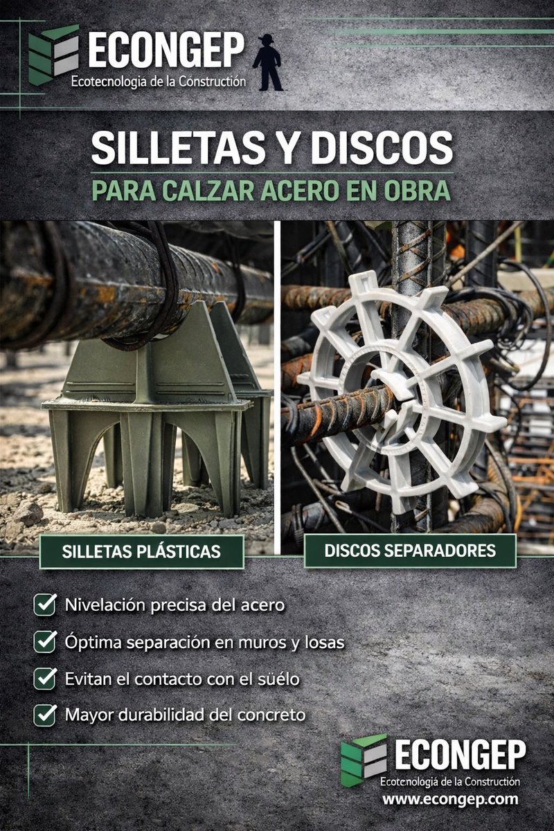 Econgep's tweet photo. 🟢 SILLETAS, DISCOS SEPARADORES, PROTECTOR VARILLAS, Canastillas pasajuntas y mas productos para losas de alto trafico en Econgep !
Si estás interesado en productos para tu construcción, con nosotros puedes encontrar este y muchos productos más.
♻️CONTACTANOS 
+(52) 33 2548 3590 https://t.co/FiHfnorOtc