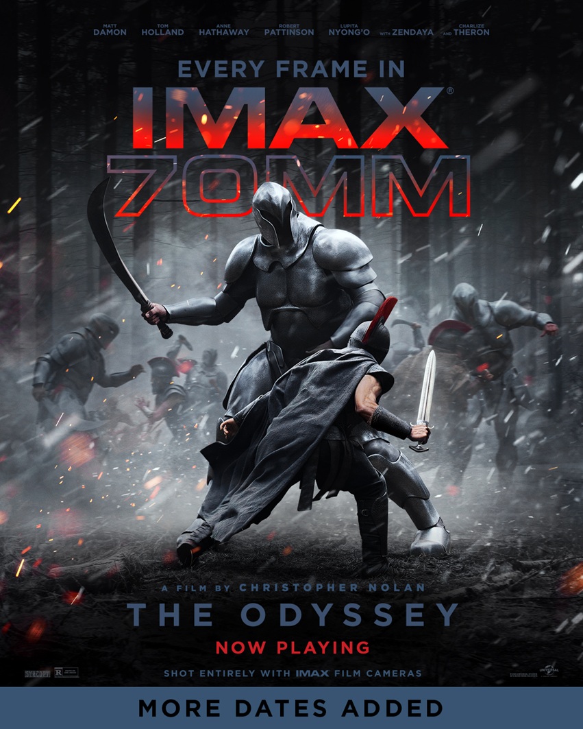 ChineseTheatres's tweet photo. JUST ADDED the below showtimes for #TheOdyssey #IMAX 70mm Film.

Thursday 7/30 - 1:45 am
Monday 8/3 - 6:00 am
Tuesday 8/4 - 6:00 am
Wednesday 8/5 - 6:00 am

Click to reserve your seats - https://t.co/6qtCECEjZv https://t.co/y3KQWr1jca