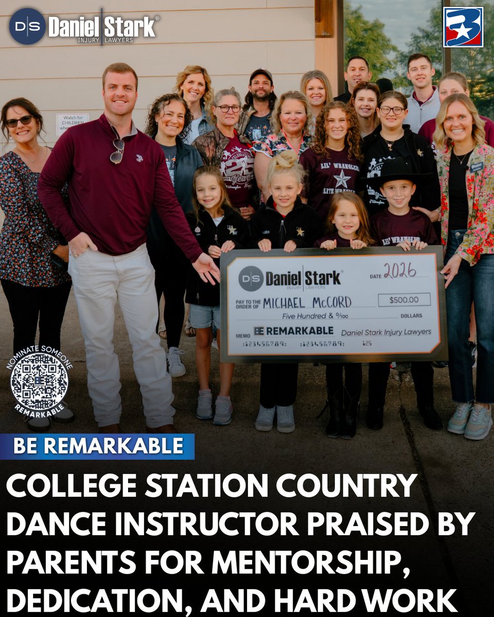 RustySuretteTV's tweet photo. 🤩 Through @DanielStarkLLP's Be Remarkable program, local heroes are recognized and celebrated, with their stories featured on KBTX.

🎥 MICHAEL'S STORY: https://t.co/3JyWu6c4Ur https://t.co/wHL1CcMciU