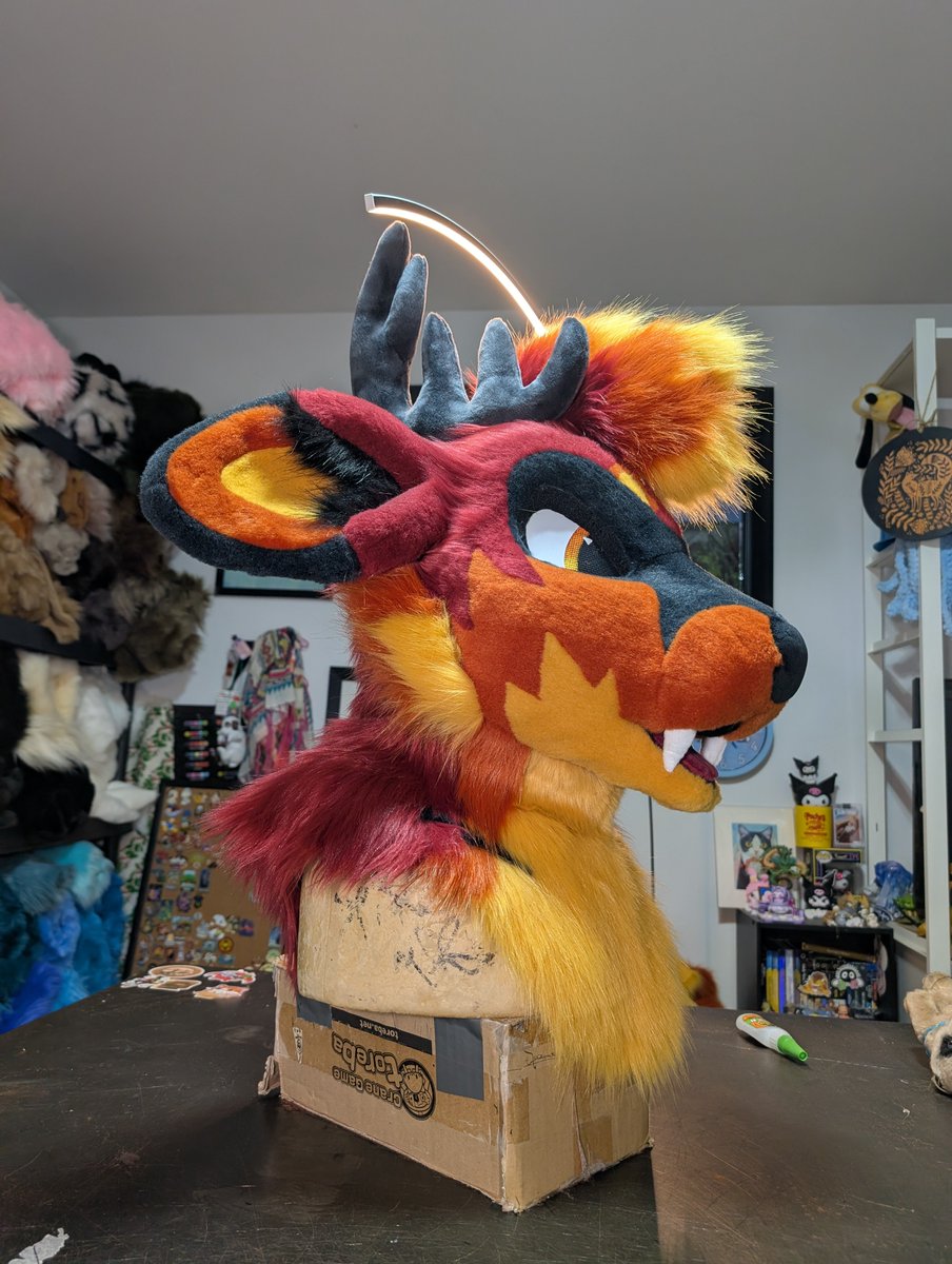 TheBurritoQueen's tweet photo. I'm gonna have a premade available tomorrow. Just gotta make up some paws and tail. I had to show this guy off a bit 😭 calling him Diablo for now 🔥😈 he is a flame/fire inspired buck🦌
This was a design I had been thinking about forever and finally had a little time to cook🔥 https://t.co/eaEl3m5HRn