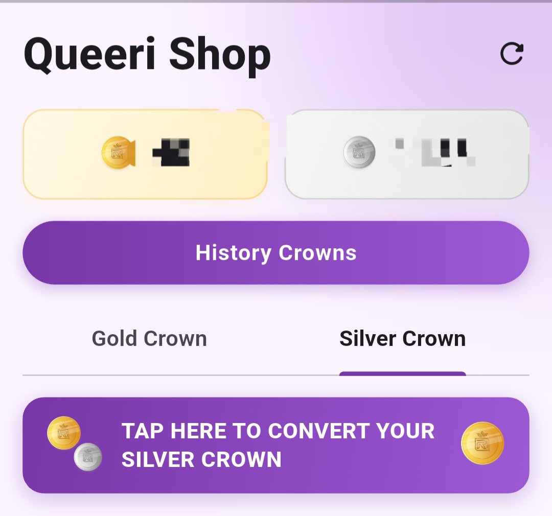 voteforpjm2's tweet photo. Attention Team Jimin!

Open your QUEERI app and make sure to convert all your Silver Crowns into Gold Crowns to avoid losing them. Please convert them all today, no later than 1:59 AM (KST) after midnight.

How to convert 
- Go to shop page and click Silver crown then "tap to.convert your silver crown"
- Convert all