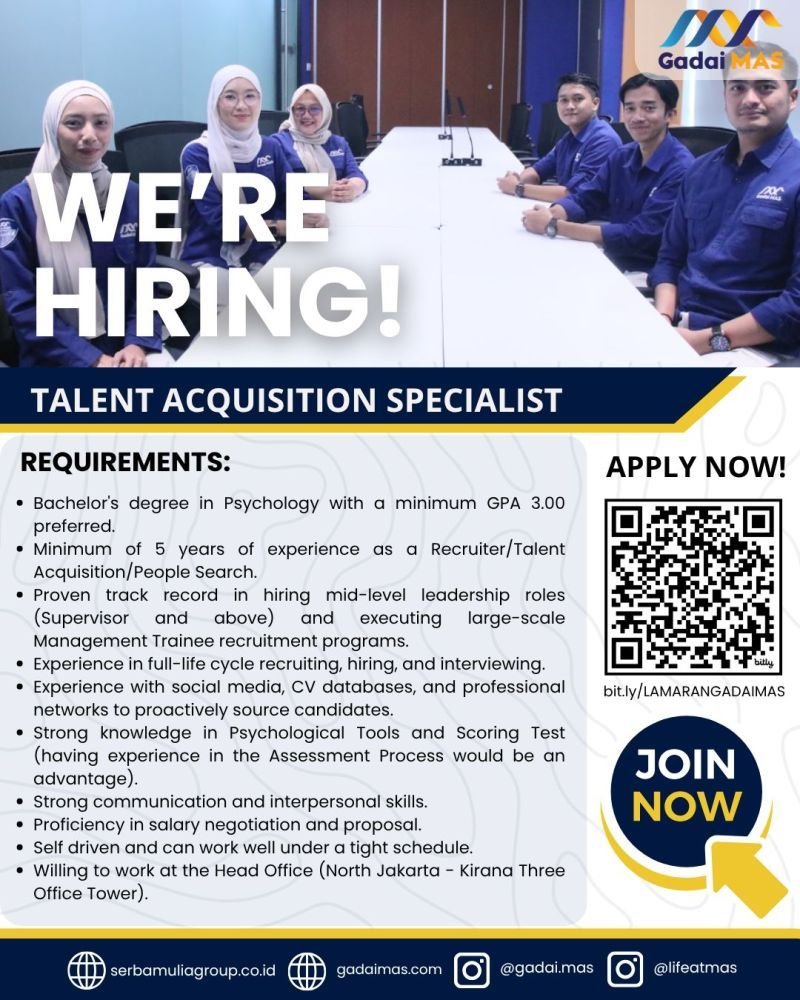 karir_ku's tweet photo. PT. Maju Aman Sejahtera (Gadai MAS) is hiring!

Open Positions:
🔹 Talent Acquisition Specialist
🔹 People Development Specialist
🔹 Compensation &amp; Benefit Specialist

📩 Send your CV to: https://t.co/SisCJFGaTX

RT &amp; share to your friends and mutuals

Good Luck! https://t.co/9Oiyr9GRw2