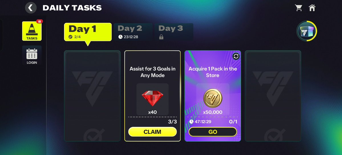 FLJTDDPCEH's tweet photo. #FCMobile players on Day 1 or Daily tasks, a suggestion to hold off claiming rewards today and tomorrow so you can get a head start in star pass rewards and directly complete Days 1,2&amp;3 together at reset in 2 days!! https://t.co/bCpWTrQwT3