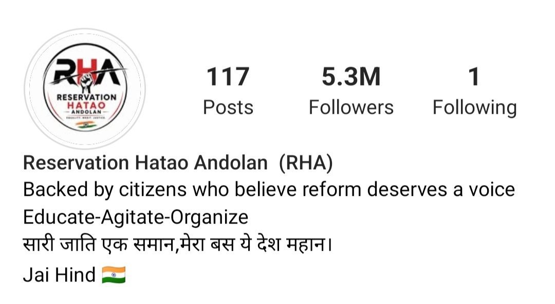 RHO_india's tweet photo. तिलक तराजू और तलवार वाले युवा साथी लगातार 'RESERVATION HATAO ANDOLAN' को आगे बढ़ा रहें हैं!

अब हमे तब तक नहीं रुकना है जब तक या तो आरक्षण में reform ना हो जाये या इसे पूर्ण रूप से हटा ना दिया जाए!

वीर तुम बढे चलो
धीर तुम बढे चलो,
आगे पहाड़ है सिंह की दहाड़ 

#ReservationHata https://t.co/BSDlZWC0Kh