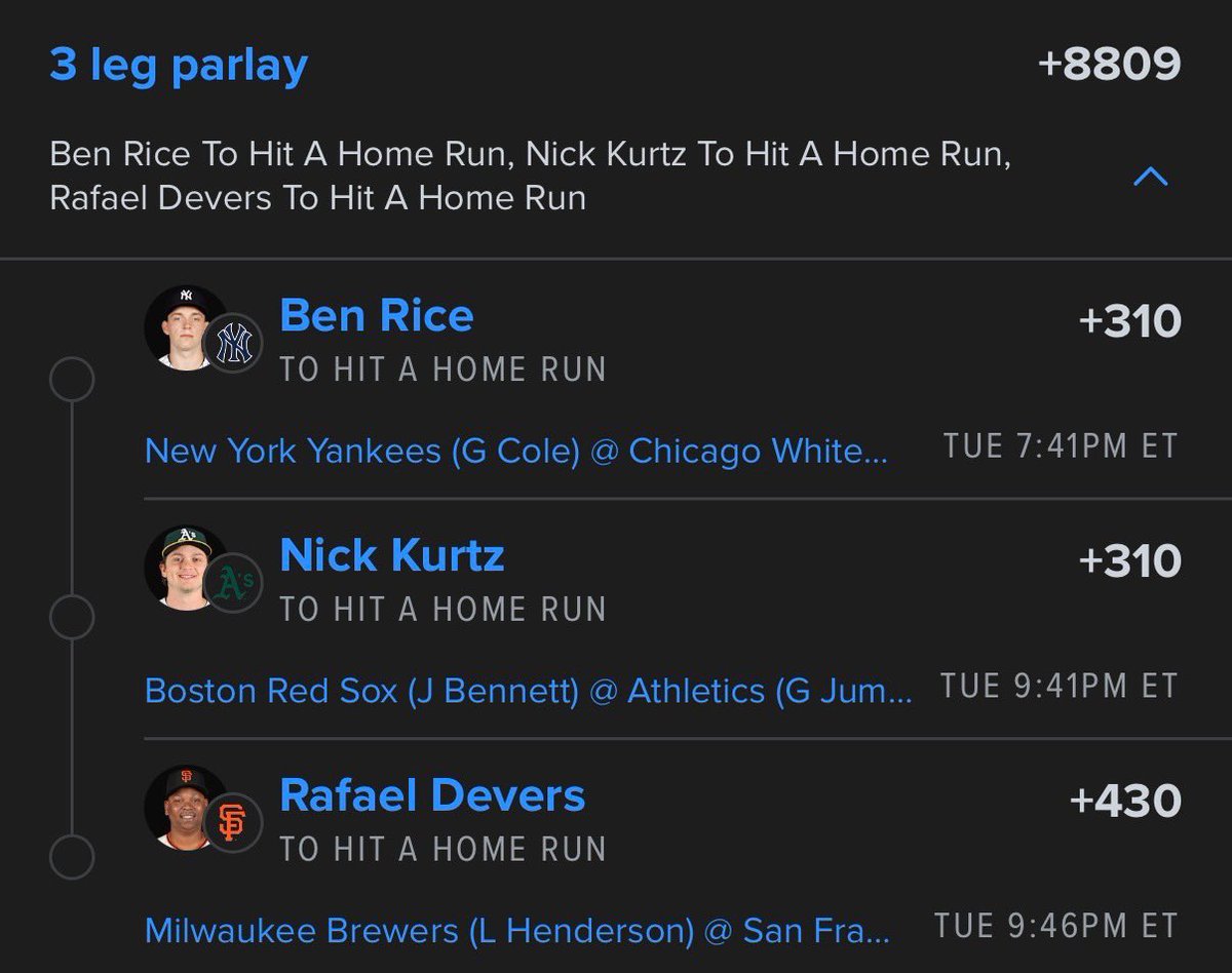 MOE_BETS_'s tweet photo. Let’s cash this on Dinger Tuesday 💸🚀

@Playbook https://t.co/G9lz6eAVpB