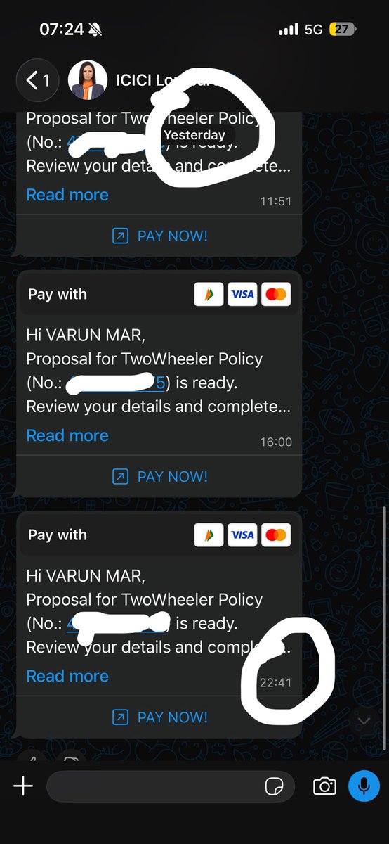 varunmar's tweet photo. @ICICILombard What DND are you talking about? You guys are spamming my WhatsApp like anything. https://t.co/S0LqrbiaC0