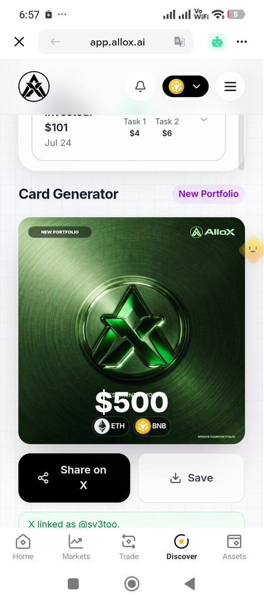 sv3too's tweet photo. Just proved my portfolio on @alloxdotai 🚀

#ProveYourPortfolio #AlloX https://t.co/vrzMm59BJO