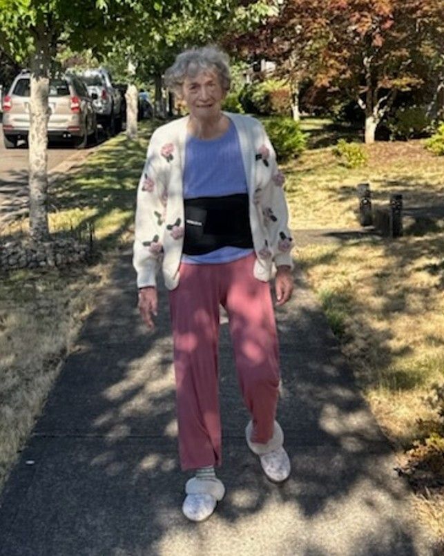 OCPolice's tweet photo. Missing Person in Maplelane Rd. and Thayer Rd. area

The Oregon City Police are asking for the public's assistance in locating a missing person. 80-year-old Kathleen Link was last seen about an hour ago at her home in the 14600 block of Blue Blossom Way. She is non-verbal and does not know her name or birthday. She has a thin build and short gray hair. She was last seen wearing pink pants and a floral cardigan, as pictured below. 

If you believe you have seen Ms. Link, please call CCOM's non-emergency dispatch at 503-655-8211. Thank you for your help!