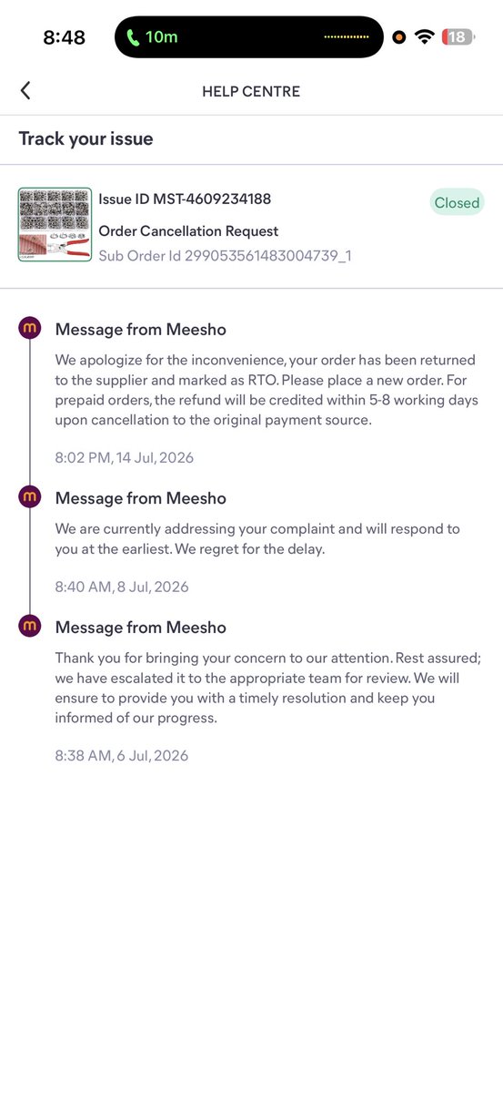 pepsaraAk's tweet photo. @Meesho_Official @meesho_support when are planing to refund my money. You support team call me and said within 24 hrs after that no response in any platform. Who will be responsible for the refund? https://t.co/9V1H5BeVB1