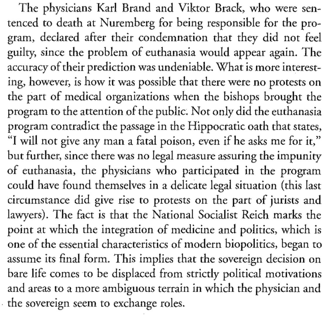RegionalMeme's tweet photo. “This implies that the sovereign decision on bare life comes to be displaced from strictly political motivations and areas to a more ambiguous terrain in which the physician and the sovereign seem to exchange roles.”

– Giorgio Agamben, 1995 https://t.co/Cg3ReUTjlQ