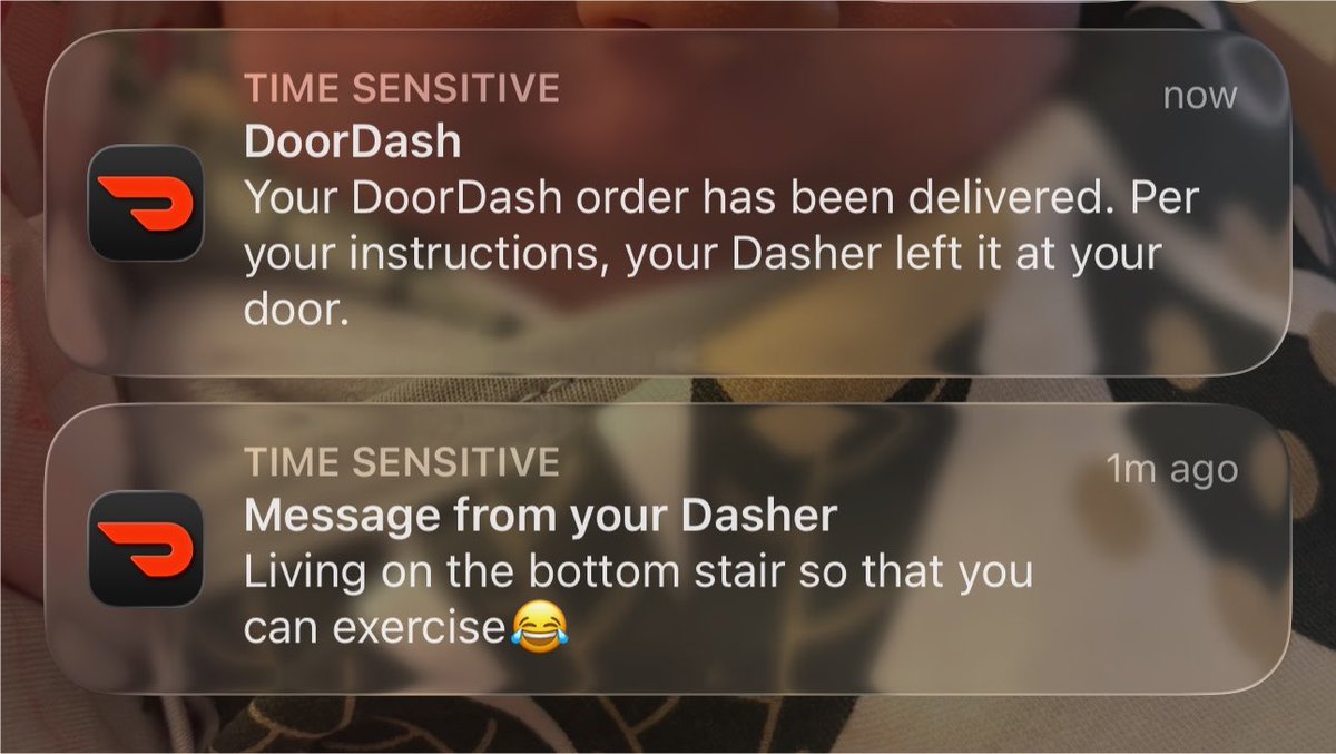 NitroJenOxide's tweet photo. @DoorDash @DoorDash_Help your dashers are incredibly professional telling a new mom to get her order at the bottom of the stairs so she can “exercise”. Then you send $5 as an apology. Wipe your asses with it. https://t.co/JoBKvuCFTO