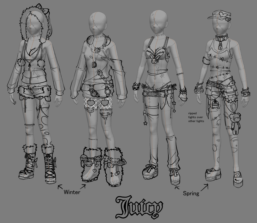 Farniblus's tweet photo. Thinking about these again, the outfit sketch process I have now is so different to this https://t.co/1LG157yEpf
