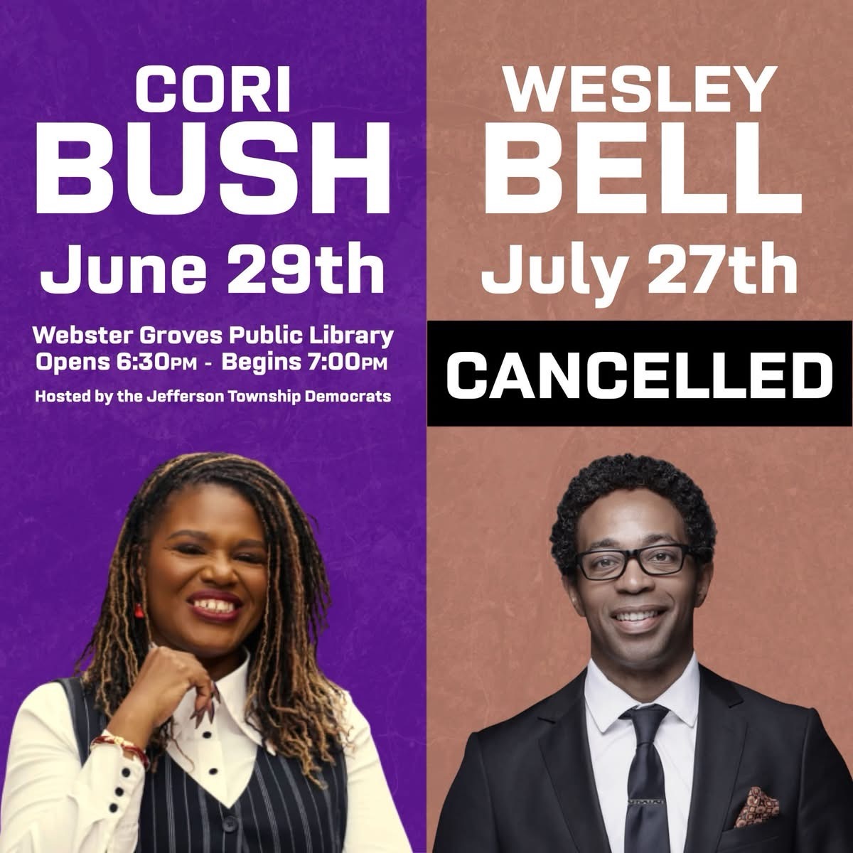 CoriBush's tweet photo. On the campaign trail, my opponent has promised to show up.

Tonight, he didn’t.

On August 4th, vote for the candidate who’s not afraid to answer for their record. https://t.co/mO3wcsBT6u