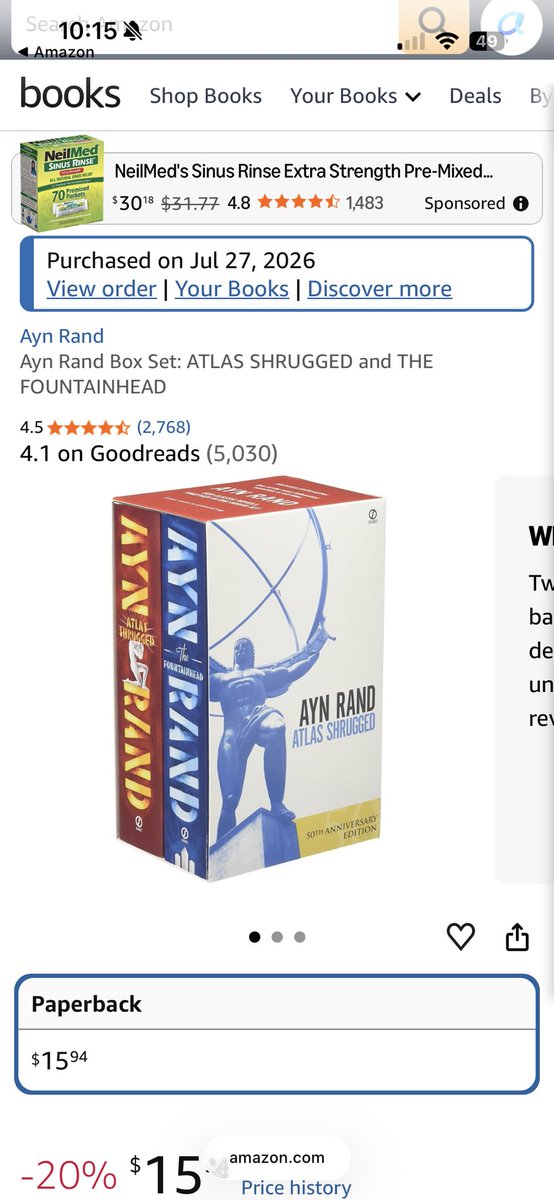 marcL1010101's tweet photo. @heshie I bought 4 of these atlas shrugged and fountainhead box sets to place all over Philadelphia “free” library locations. Also 4 copies of the law by Frederic Bastiat. https://t.co/4LBM9rnDJ6