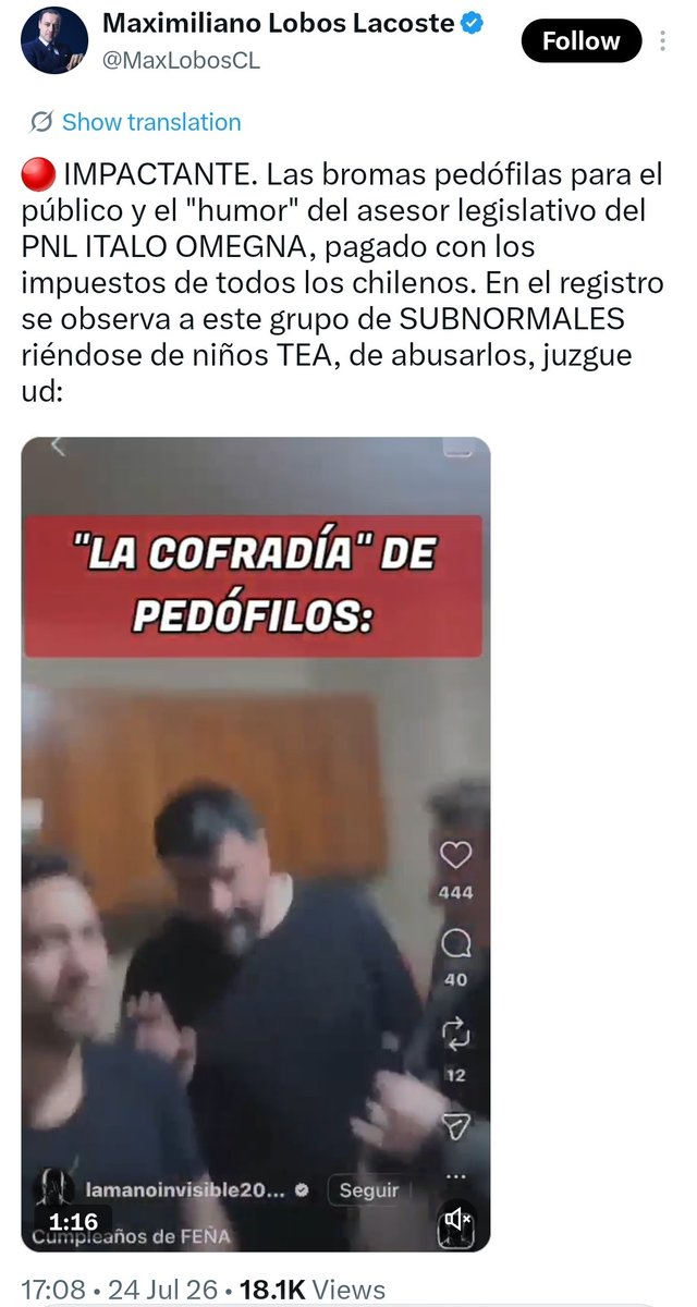 Sebastian_VG85's tweet photo. @ProceresPorcel @MaxLobosCL El abogaducho de 4ta al que se de desaparecen los 'posteos'. Este 'posteo' ya no esta. Que paso? https://t.co/STODZ3O91y