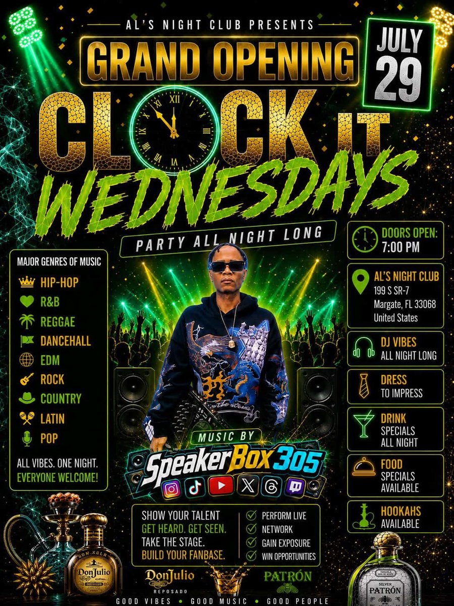 DjFlip305's tweet photo. This Week Lineup In This Order….
Tuesday @HitFactoryRadio 12pm - 3pm
Tuesday @ amor Miami_ 8pm - 3am
Wednesday @ Clock It Wednesday 10pm - 2am 
Saturday @ Playground Miami 10pm - 4am 
If you’re outside, pull up!!
If you’re an artist, send your best record 📲 https://t.co/xiECYuEp2I
