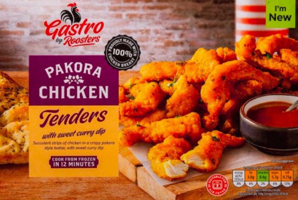 ModicumRex's tweet photo. It’s a travesty @AldiUK that these were;
1. Not kept as a permanent fixture in your stores
2. Never returned after being “seasonally” removed

I always struggled to find them in stock when they arrived, so they must have sold well.

#PakoraChickenTenders https://t.co/P374NIXK4f