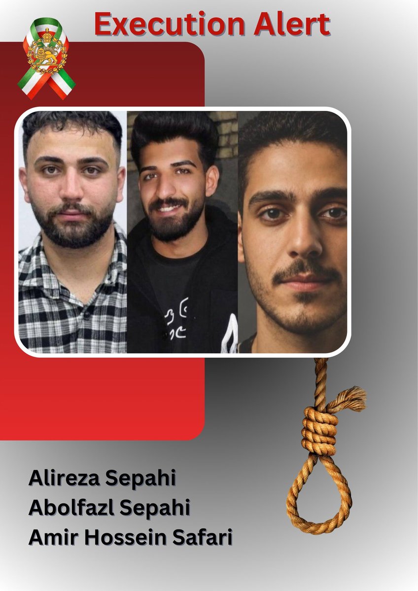 LionSunCyrus's tweet photo. 🚨 URGENT: The situation in Isfahan is critical.

Reports indicate that authorities have erected a scaffold in Alikhani Square and flooded the area with security forces, raising fears that public executions could take place at any moment.

The families of Amirhossein Safari, Abolfazl Sepahi, and Alireza Sepahi have reportedly been summoned for final visits. Two men from the same case were executed last week.

Every hour matters. The international community, the UN, and human rights organisations must act immediately to help prevent these executions.