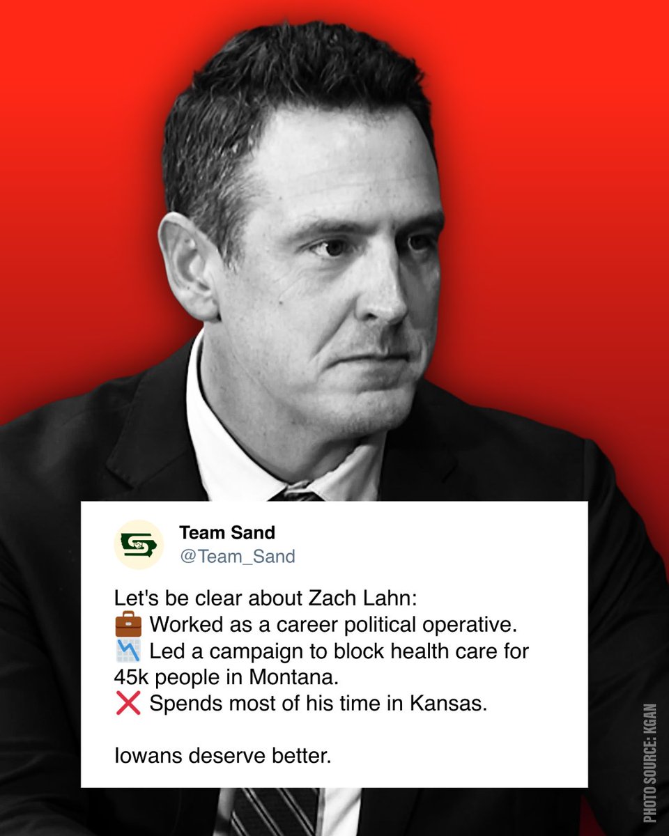 Team_Sand's tweet photo. Iowans have full-time problems – they can't afford a part-time governor. https://t.co/k0TAnKCWVz