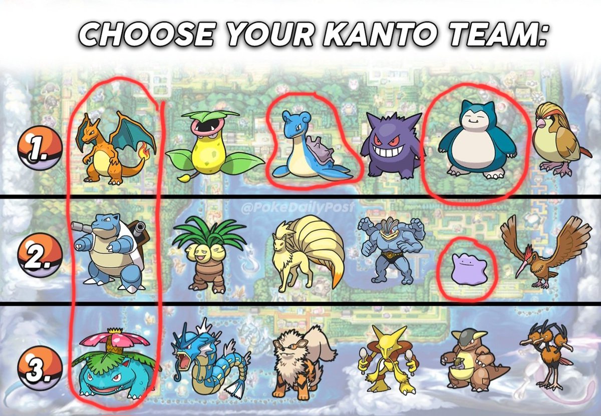 RNCZER0's tweet photo. @PokeDailyPost Nty! I'll make my own, as i have done millions of times before.

I own all the ones i circled.
As i played fire red &amp; let's go pikachu before.

Some of you might recognize my party as The living legend's Team, and yes it's true! if you would replace ditto for pikachu. https://t.co/aMx6Wi4bmg