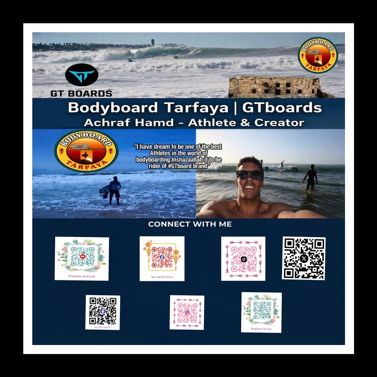 achrafhamed's tweet photo. My name is Achraf Hamdachine, a bodyboarder and content creator from Tarfaya, Morocco. My dream is to become one of the top athletes in bodyboarding and represent GTBoards. Join my journey as I chase the ocean waves! ๐๐
#Morocco #GTboards #Bodyboard #bodyboarding https://t.co/IpAmOrglDx