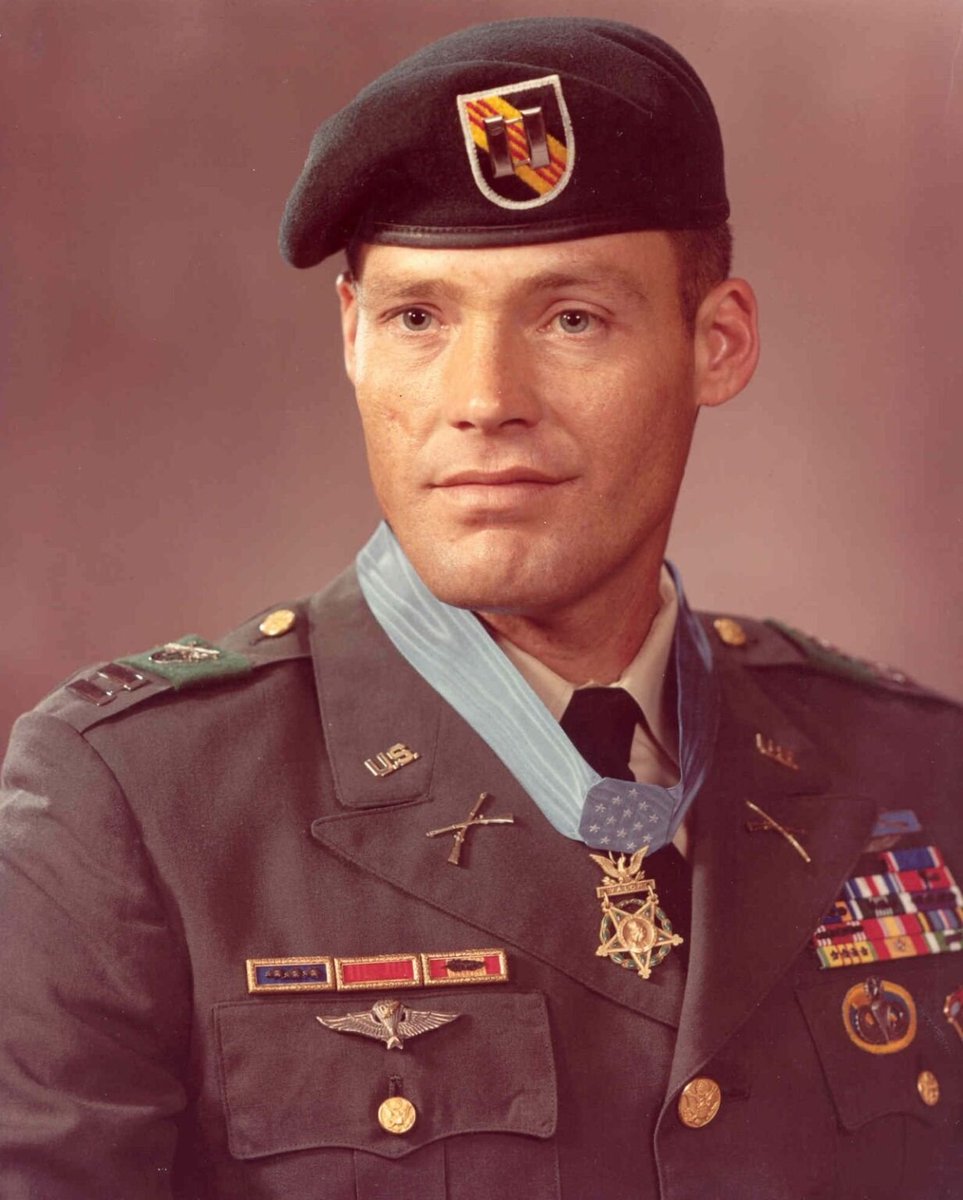 VoicesfromNam's tweet photo. Robert Howard may have been the most decorated American soldier of the entire Vietnam War, and almost nobody outside the Army has heard of him, because most of what he did was too secret to talk about.

He was an Alabama kid from a family of paratroopers, and he enlisted at 17 in 1956. By the late 1960s he was a Green Beret in MACV-SOG, the Studies and Observations Group, a bland name that hid the most dangerous job in the war. SOG ran tiny teams on top secret missions across the borders into Laos and Cambodia, deep into enemy sanctuaries where they were massively outnumbered and where, officially, no Americans were operating at all. Over 54 months of that work, Robert Howard was wounded 14 times.

Here is how good he was. The Army tried to give Robert Howard the Medal of Honor three separate times, for three separate actions, inside just thirteen months. The first two nominations had to be downgraded to a Silver Star and a Distinguished Service Cross, not because he had done less, but because the missions were so classified the paperwork could not describe where he actually was.

The third one stuck. On December 30, 1968, Howard was second in command of a platoon sized force in Cambodia, sent to find a missing American soldier named Robert Scherdin. They walked into a much larger enemy force, and an explosion, a mine or a grenade, tore into Howard, destroyed his weapon, mangled his hands, and left him unable to walk. His platoon leader went down wounded too. So Howard, unable to stand, with his hands torn up, crawled. He dragged himself to his wounded lieutenant, gave him aid, then moved up and down the line for three and a half hours directing his men's fire and calling in airstrikes, holding off the enemy until helicopters could get everyone out. He refused to be evacuated until his men were safe.

He actually found out he had been approved for the Medal of Honor while lying wounded under fire, hearing it come over a two way radio, right after taking one of his eight Purple Hearts.

Howard did not leave when the war ended. He stayed a soldier for 36 years and retired a full colonel. He spent his later life visiting wounded troops in hospitals and standing up for veterans. When he died in 2009, they buried him at Arlington. Medal of Honor, Distinguished Service Cross, Silver Star, eight Purple Hearts, wounded 14 times, and three separate nominations for the nation's highest award. A quiet Alabama man who did the most dangerous work of the war and almost never got to tell anyone about it.