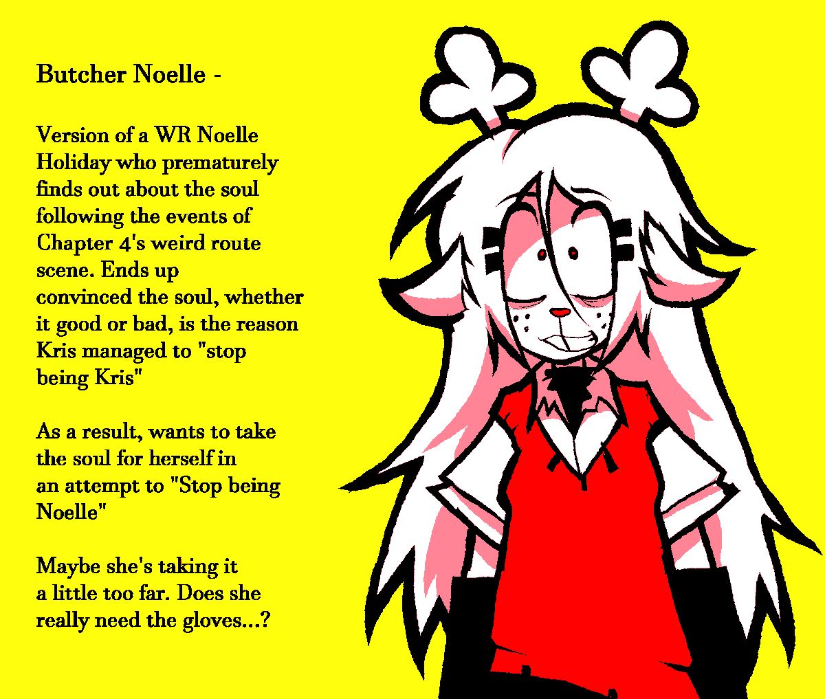 artillleryangel's tweet photo. Decided to try to come up with a canon compliant backstory for who I'm now dubbing as Butcher Noelle. https://t.co/xdVyt4XR79