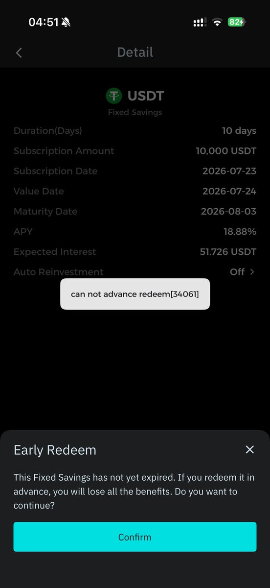 arvicizz's tweet photo. This is honestly stressful.

10,000 USDT of my savings is locked in @BitMartExchange , and I can’t early redeem because of a technical issue.

I’m not here to spread FUD—I’m just looking for others experiencing the same problem. Please let me know if you’ve found a solution 😭 https://t.co/QEKinp0UEa