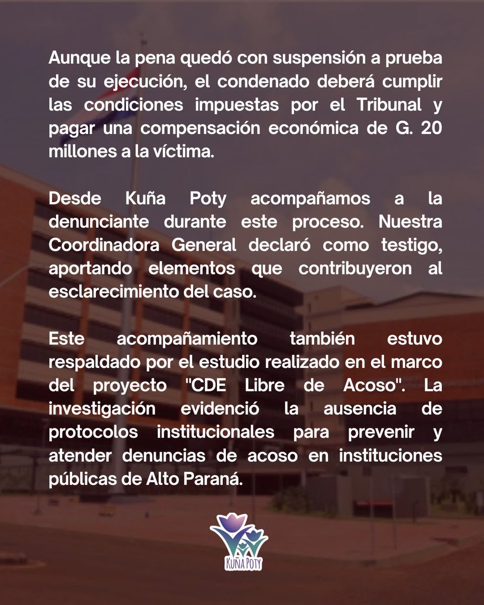 MujerPoty's tweet photo. ¡Por fin justicia! 

Acompañamos a la denunciante durante este proceso y seguiremos trabajando para que todas las mujeres puedan acceder a la justicia y para que las instituciones cuenten con protocolos que prevengan y sancionen la violencia de género. https://t.co/Fd9sYRICoQ