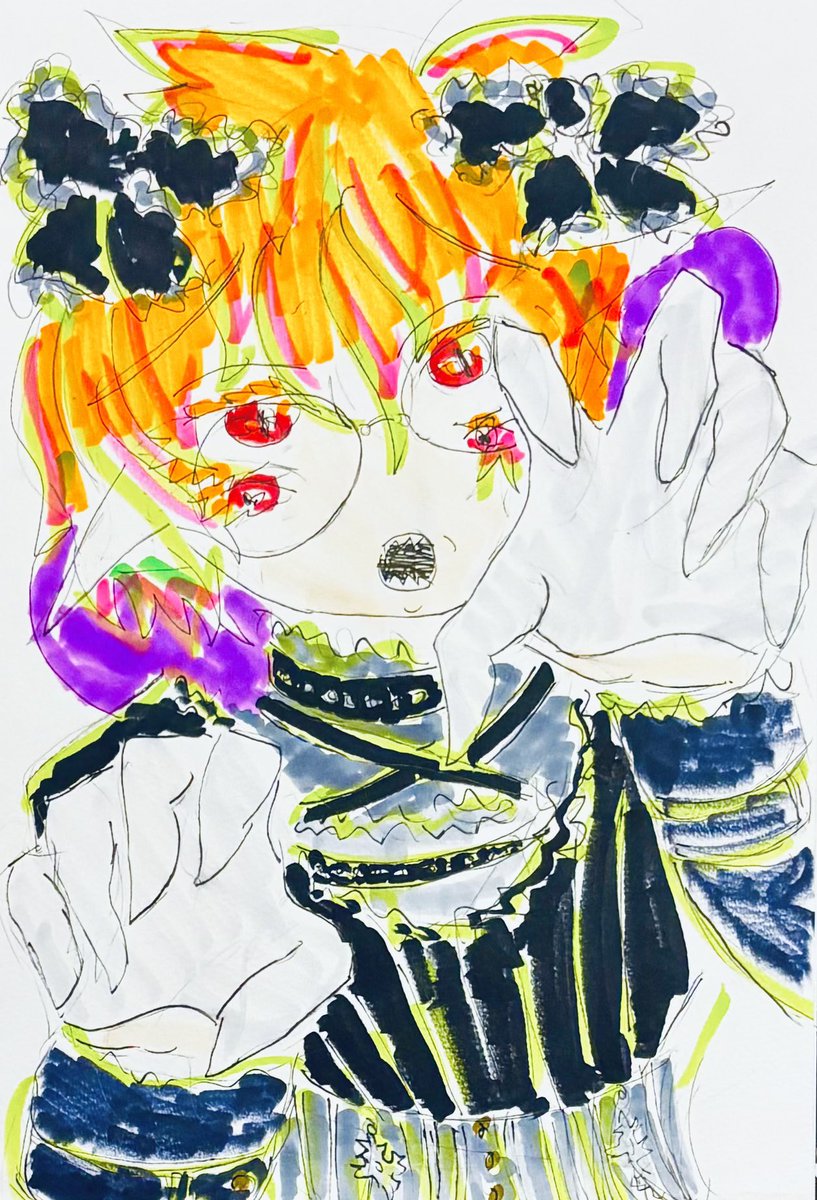 Inu_ou_Ew96's tweet photo. 我が家のｴｼﾞﾀﾞﾙ👓🥀ちゃの落書きちゃん❣️〈威嚇のポーズ⚡️〉

_兎ちゃん専用に編み出した
自分なりの威嚇のポーズをしてみた。
あくまで君だけ魅せる奴ね。
実際のワタシがやるとかなり怖いから。_
👓🥀『(「･ω･)｢<がおー❣️』 https://t.co/mw7tu8uniz