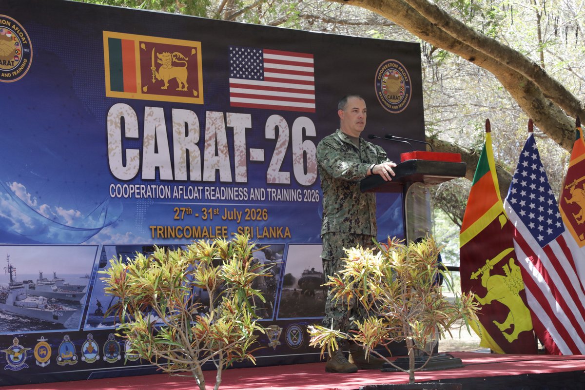 USPacificFleet's tweet photo. CARAT Sri Lanka 2026 is underway! 🇺🇸🤝🇱🇰

U.S. &amp; Sri Lanka maritime forces are working side-by-side for the 6th iteration of #CARATSriLanka, enhancing interoperability &amp; regional security in the #FreeAndOpenIndoPacific.

Details on the kickoff 👇:
https://t.co/YQorB3sjRi https://t.co/T1tK1085jw