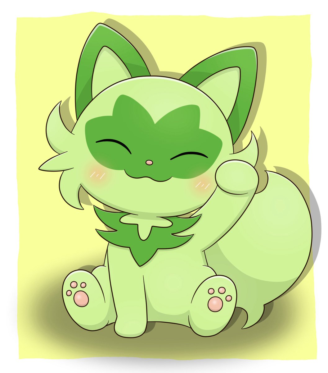 pikari_stamp's tweet photo. まねきねこしてるニャオハ！
いっぱい福を呼び寄せてくれるよ！ https://t.co/3GEafkquQm