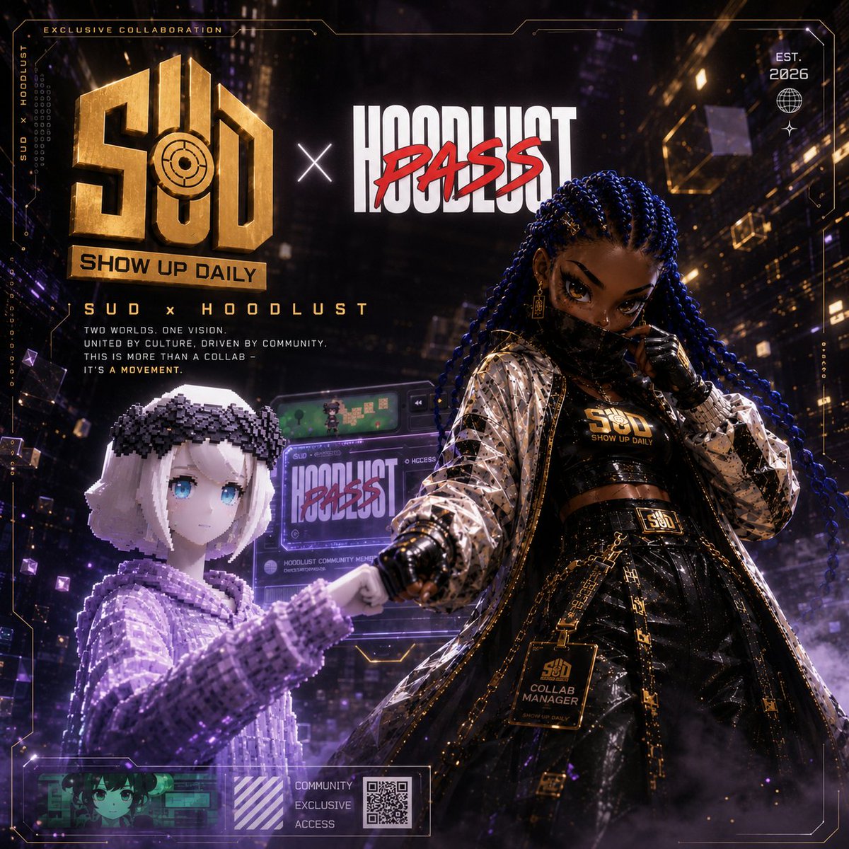 show_up_daily_'s tweet photo. We're excited to announce our collaboration with @KHFRHN 

HoodLust is a collection of 1,000 passes unlocking the next phase of the ecosystem.

𝐌𝐢𝐧𝐭 𝐃𝐞𝐭𝐚𝐢𝐥𝐬 
⚙️ Supply: 1,000 
⛓️ Chain: ETH
🔖 Mint Price: FREE / 0.0015 / 0.0025 / 0.0035 ETH 
📅 Mint Date: TBA https://t.co/3i7NJ74oio
