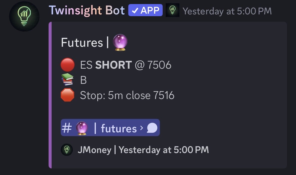 TWI_futures's tweet photo. $ES_F Futures Trades ⚡️

ES Short 7506: +20 pts
ES Long 7438: +20 pts https://t.co/YbHms5CGsp