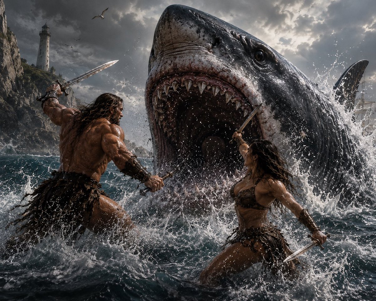 DesertDave828's tweet photo. Barbarians versus sharks #SharkWeeks. https://t.co/T2o0vNH8jk