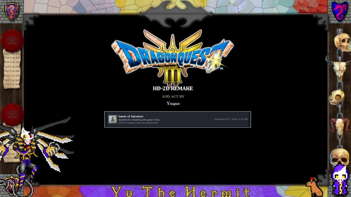 YutheHermit's tweet photo. A Hermit Completes: DRAGON QUEST III HD-2D Remake
That was an adventure and a half
#vtuber #dragonquest3 #dq3 https://t.co/YXgDj5O4u8