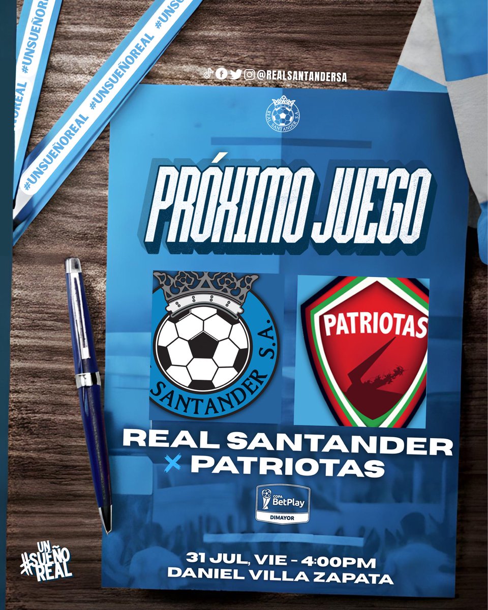 RealsantanderSA's tweet photo. | Segunda salida en el Torneo BetPlay… y este equipo sigue caminando con la misma convicción. 💫

En el Daniel Villa Zapata 🏟️ volveremos a defender estos colores con entrega, carácter y el orgullo de seguir representando a la Cantera de Santander.

#UnSueñoReal 
🩵🤍⚽️ https://t.co/nyxbgmAWqq